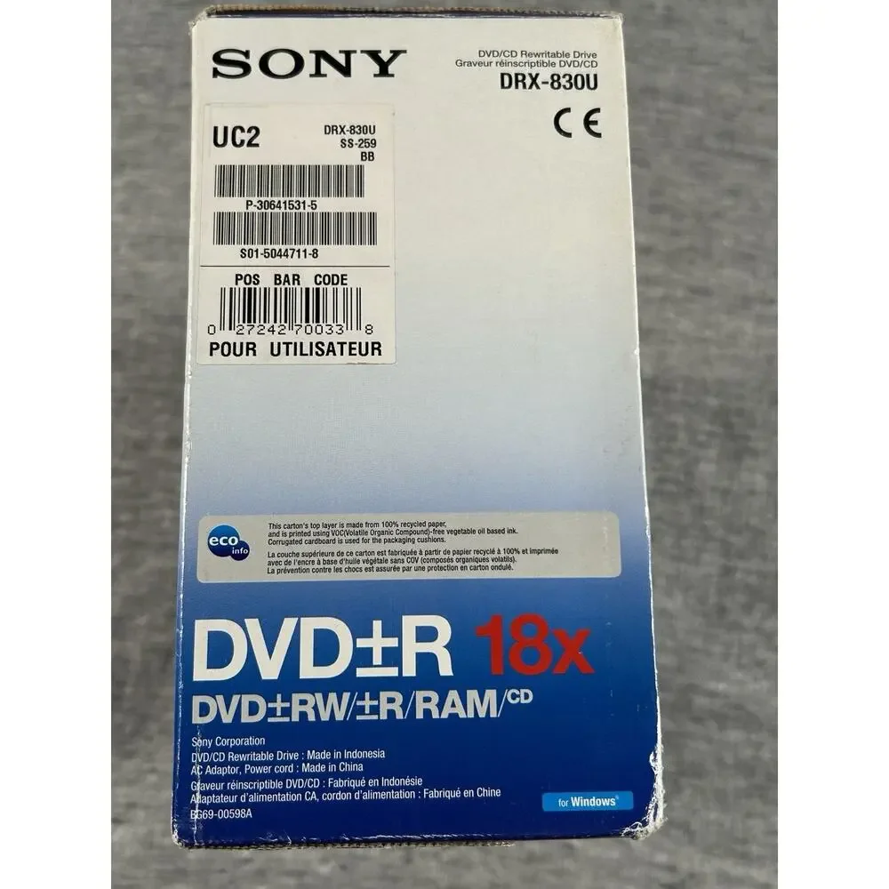 SONY Nero DRX-830U DVD/CD Rewritable Drive DVD R 18x Windows Computer Hardware